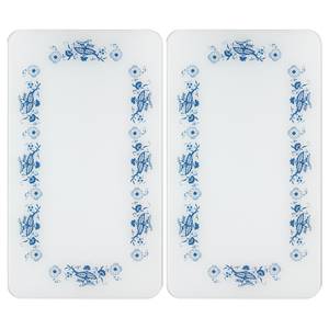 Abdeckplatte Blaue Rankblüten (2er-Set) Glas - Mehrfarbig
