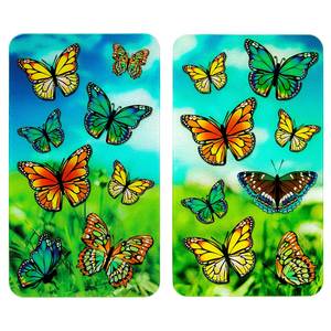Abdeckplatten Schmetterlinge (2er-Set) Glas - Mehrfarbig