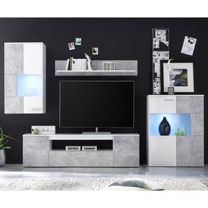 Ensemble meubles TV Bugando (4 éléments) Avec éclairage LED - Imitation béton / Blanc