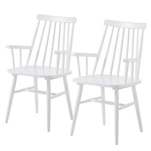 Chaises à accoudoirs Tara (lot de 2) Partiellement en hévéa massif - Blanc - Blanc