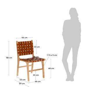 Chaises Charles (lot de 2) Cuir / Teck massif - Cognac / Teck