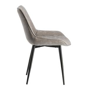 Chaises Adello (lot de 2) Imitation cuir / Acier - Taupe / Noir