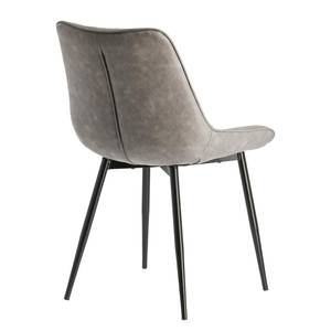 Chaises Adello (lot de 2) Imitation cuir / Acier - Taupe / Noir