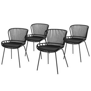 Chaises Sakira (lot de 4) Imitation cuir / Acier - Noir