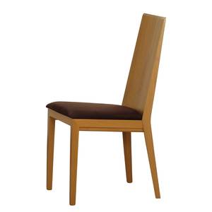 Chaises Atla (lot de 2) Tissu / Chêne massif - Café / Chêne