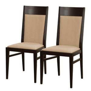 Chaises Ripon (lot de 2) Tissu / Hêtre massif - Camel / Noir