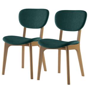 Gestoffeerde stoel Nadir (set van 2) Donkergroen - Lichte beukenhout