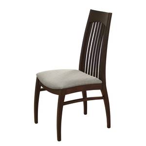 Chaises Roanne (lot de 2) Tissu / Hêtre massif - Gris sable / Marron foncé