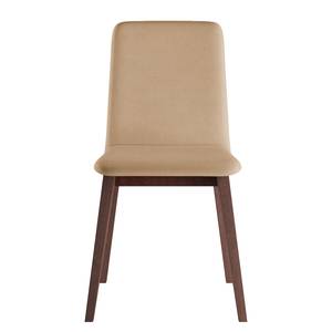 Chaises capitonnées Nami (lot de 2) Beige - Imitation noyer