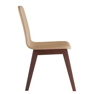 Gestoffeerde stoel Nami (set van 2) Beige - Notenboomhouten look