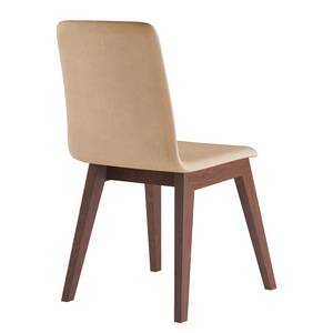 Gestoffeerde stoel Nami (set van 2) Beige - Notenboomhouten look