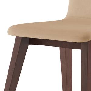 Chaises capitonnées Nami (lot de 2) Beige - Imitation noyer