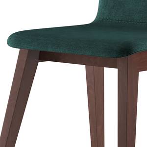 Chaises capitonnées Nami (lot de 2) Vert foncé - Imitation noyer