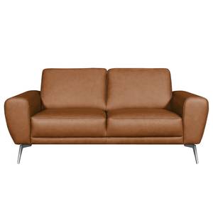 Sofa Kerman (2-Sitzer) Echtleder - Echtleder Nadra: Cognac - Chrom glänzend