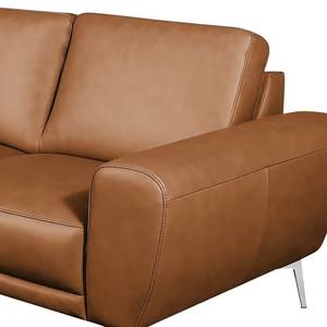 Sofa Kerman (2-Sitzer) Echtleder - Echtleder Nadra: Cognac - Chrom glänzend