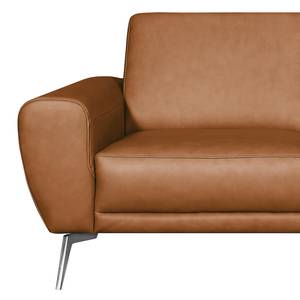 Sofa Kerman (2-Sitzer) Echtleder - Echtleder Nadra: Cognac - Chrom glänzend