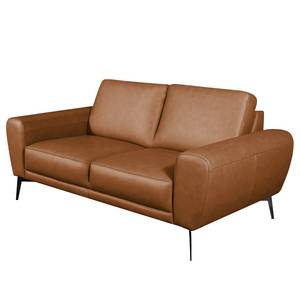 Sofa Kerman (2-Sitzer) Echtleder - Echtleder Nadra: Cognac - Schwarz