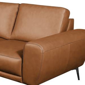 Sofa Kerman (2-Sitzer) Echtleder - Echtleder Nadra: Cognac - Schwarz