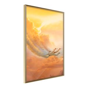 Poster Airplanes in the Clouds polystyreen/papierpulp - Goud - 20 x 30 cm