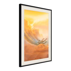 Poster Airplanes in the Clouds Polystyrol / Papiermass - Schwarz / Weiß - 30 x 45 cm