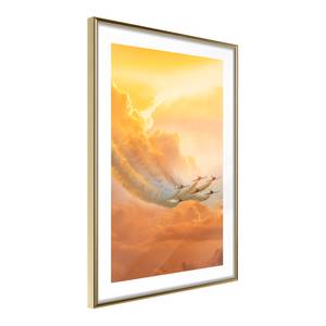 Poster Airplanes in the Clouds polystyreen/papierpulp - Wit/goudkleurig - 20 x 30 cm