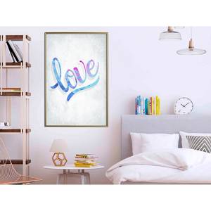 Poster Love polystyreen/papierpulp - Goud - 40 x 60 cm