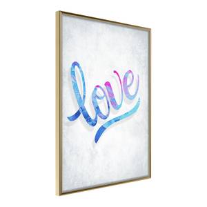 Poster Love polystyreen/papierpulp - Goud - 30 x 45 cm