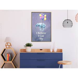 Poster Flying Elephant polystyreen/papierpulp - Goud - 40 x 60 cm