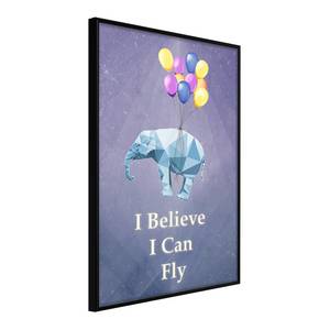 Poster Flying Elephant Polystyrol / Papiermass - Schwarz - 30 x 45 cm