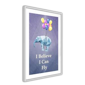 Poster Flying Elephant polystyreen/papierpulp - Grijs / Wit - 20 x 30 cm