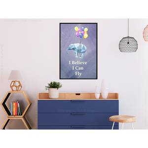 Poster Flying Elephant polystyreen/papierpulp - Zwart - 40 x 60 cm