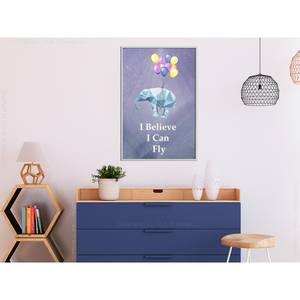 Poster Flying Elephant Polystyrol / Papiermass - Grau - 40 x 60 cm