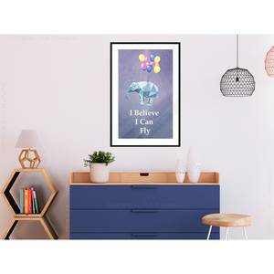 Poster Flying Elephant Polystyrol / Papiermass - Schwarz / Weiß - 20 x 30 cm