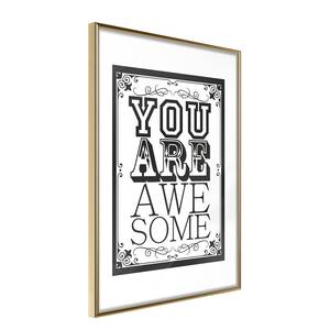 Poster You Are Awesome polystyreen/papierpulp - Wit/goudkleurig - 20 x 30 cm