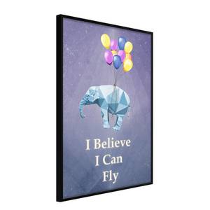 Poster Flying Elephant Polystyrol / Papiermass - Schwarz - 20 x 30 cm
