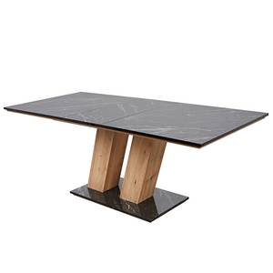 Table Fynn (extensible) - Noir mat / Imitation chêne