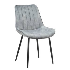 Gestoffeerde stoel Vinni I (set van 2) fluweel/metaal - grijs/zwart