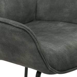 Chaise à accoudoirs Betty Velours / Métal - Gris vintage / Noir