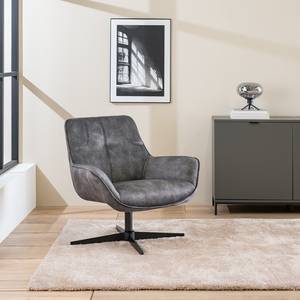 Relaxfauteuil Beloha fluweel/metaal - vintagegrijs/zwart