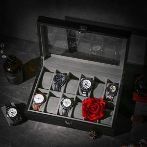 Uhrenbox Bradfort I MDF/ Samt - Schwarz