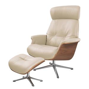 Fauteuil relax Anderson I Cuir véritable Neka : Cachemire - Chrome brillant - Noyer