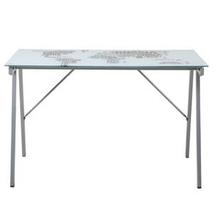 Schreibtisch Seda Glas / Aluminium - Weiß / Hellgrau