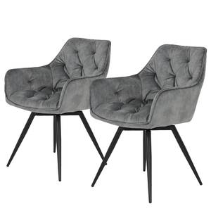 Chaises à accoudoirs Thea (lot de 2) Velours Hema: Gris vintage