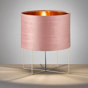 Tafellamp Candy fluweel/ijzer - 1 lichtbron - Roze - Breedte: 35 cm