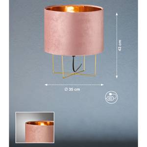 Tafellamp Candy fluweel/ijzer - 1 lichtbron - Roze - Breedte: 35 cm