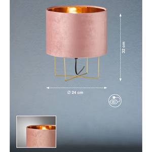 Tafellamp Candy fluweel/ijzer - 1 lichtbron - Roze - Breedte: 24 cm