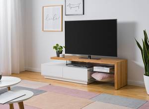 Tv-meubel Molios I deels massief eikenhout - wit/eikenhout