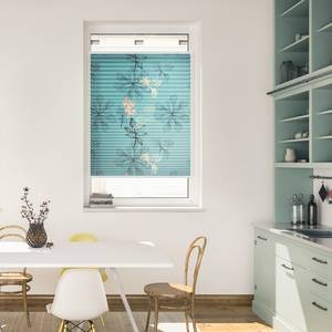 Store plissé sans perçage Aqua Floral Polyester - Bleu - 90 x 130 cm