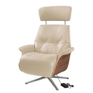 Fauteuil relax Anderson III Cuir véritable Neka : Cachemire - Chrome brillant - Noyer