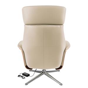 Fauteuil relax Anderson III Cuir véritable Neka : Cachemire - Chrome brillant - Noyer